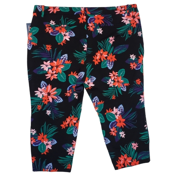 Old Navy Harper Ankle Pants Size 24 Floral Print Wrinkle Free Colorful Workwear - Picture 3 of 14